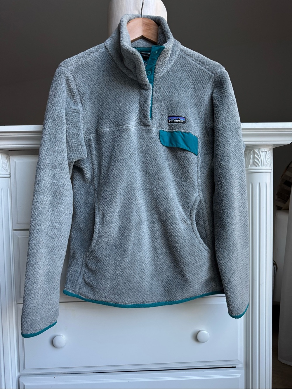 Patagonia Re-Tool Snap-T Fleece Pullover Gray Teal Size M